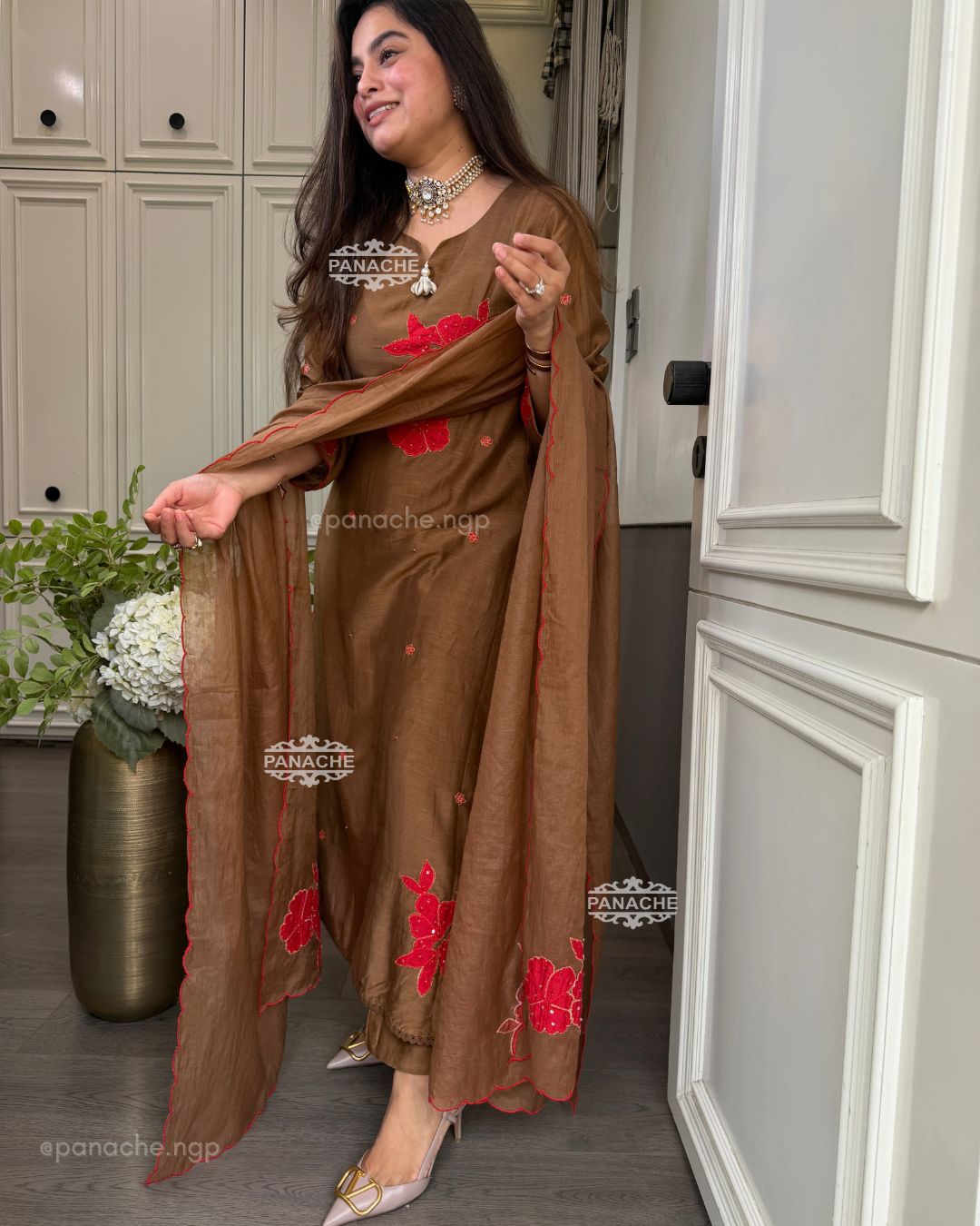 Rose appliqué suits