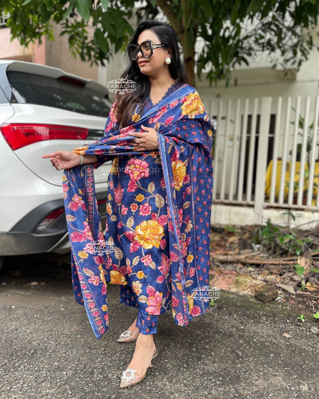 Print on print cotton dupatta sets