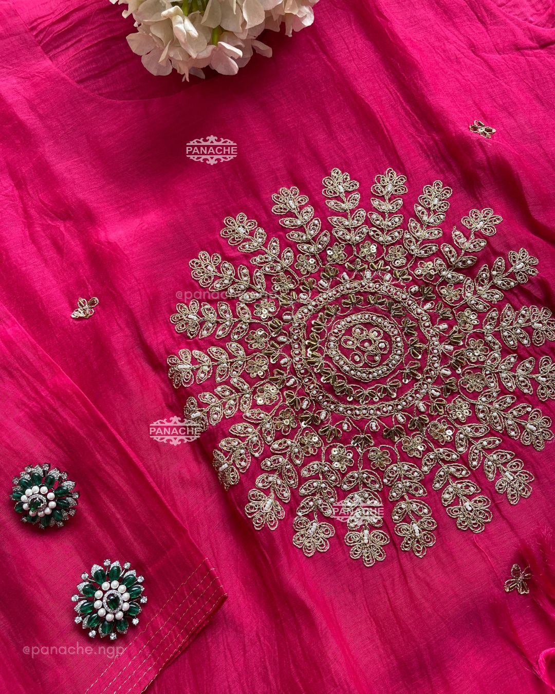 Fuschia mul gajji set