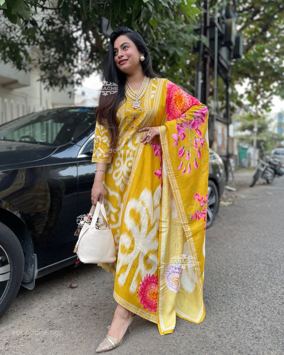 Ikkat floral suit set