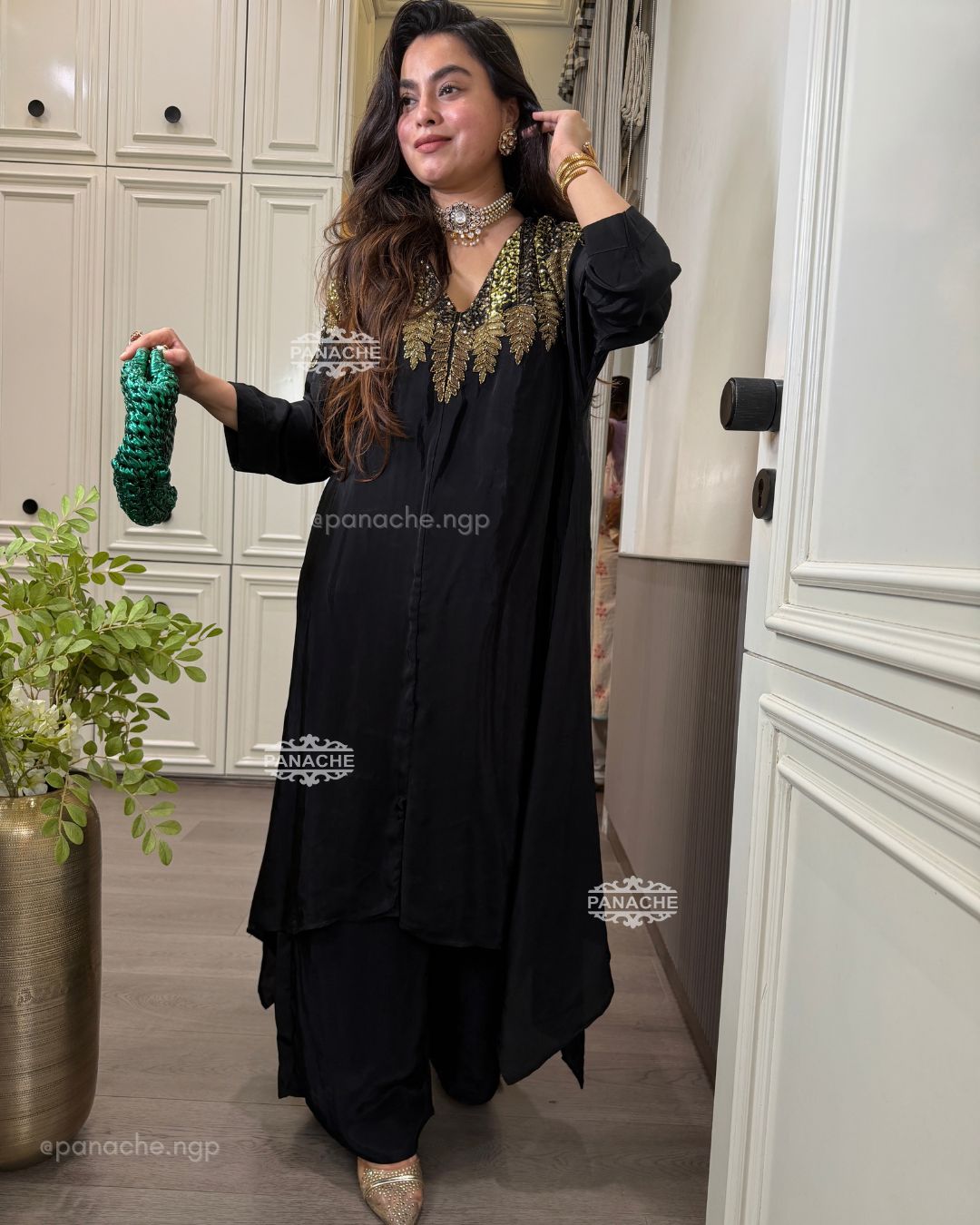 Ziya noir kaftan set
