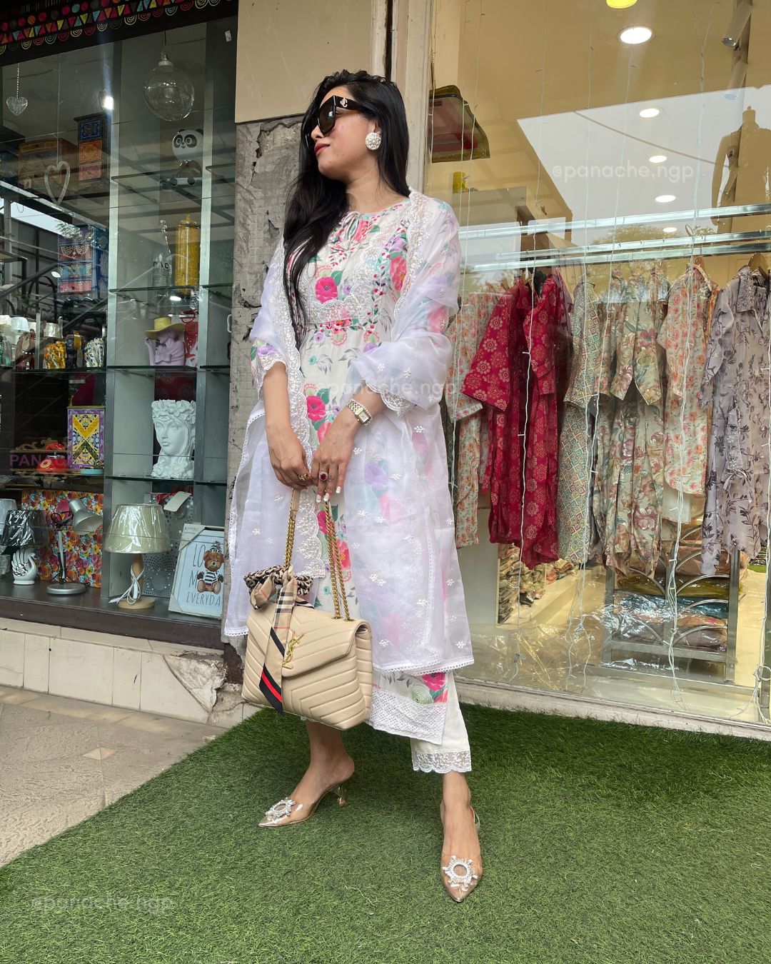 Floral linen suit set