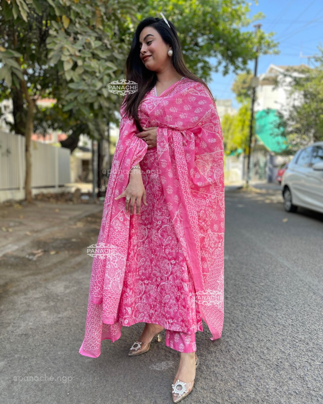 Pink budget Anarkali set