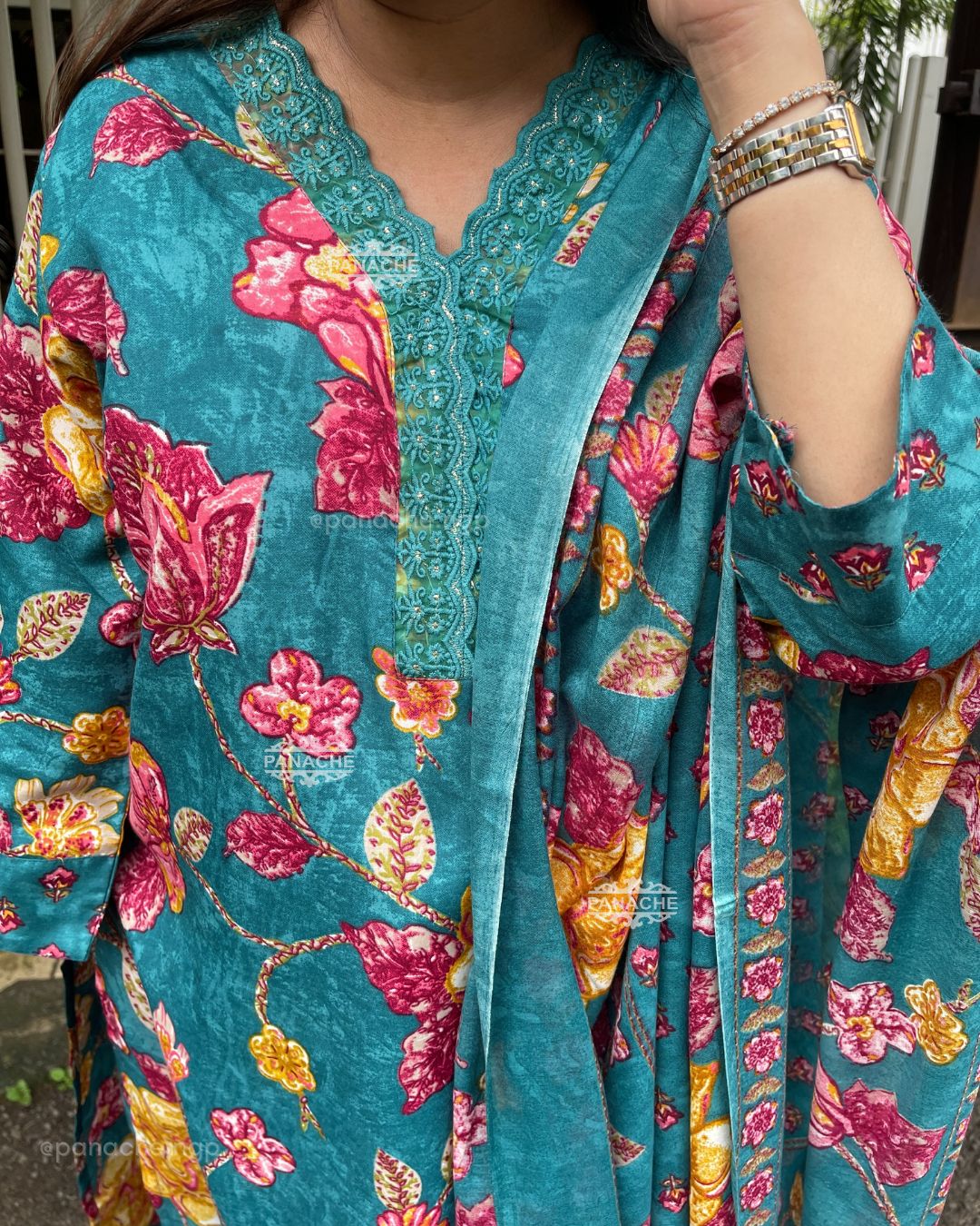 Print on print cotton dupatta sets