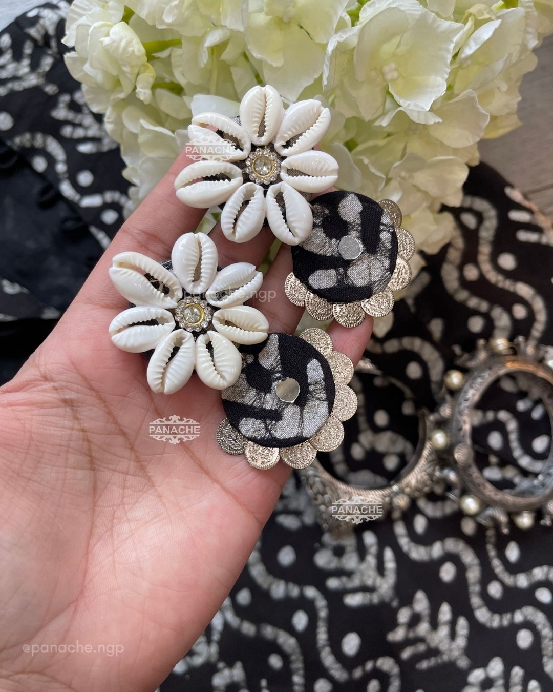 Gajji baatiks with mirror earrings