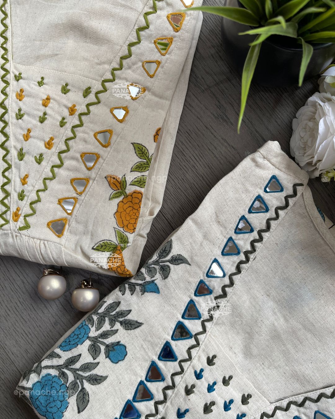 Block embroidery katha coords