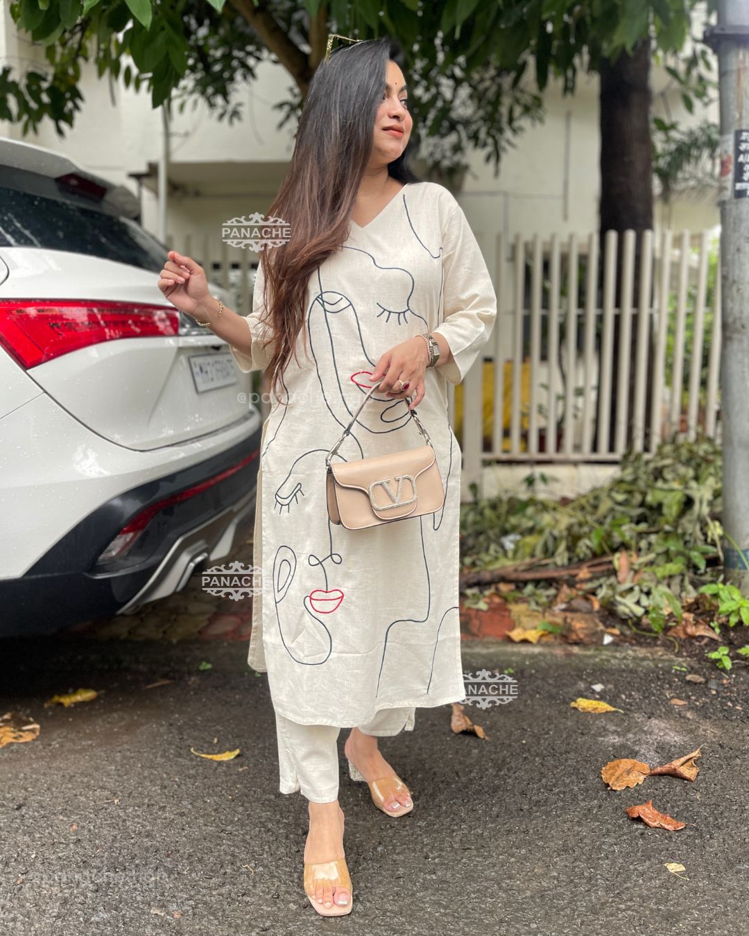 Cream embroidered coords