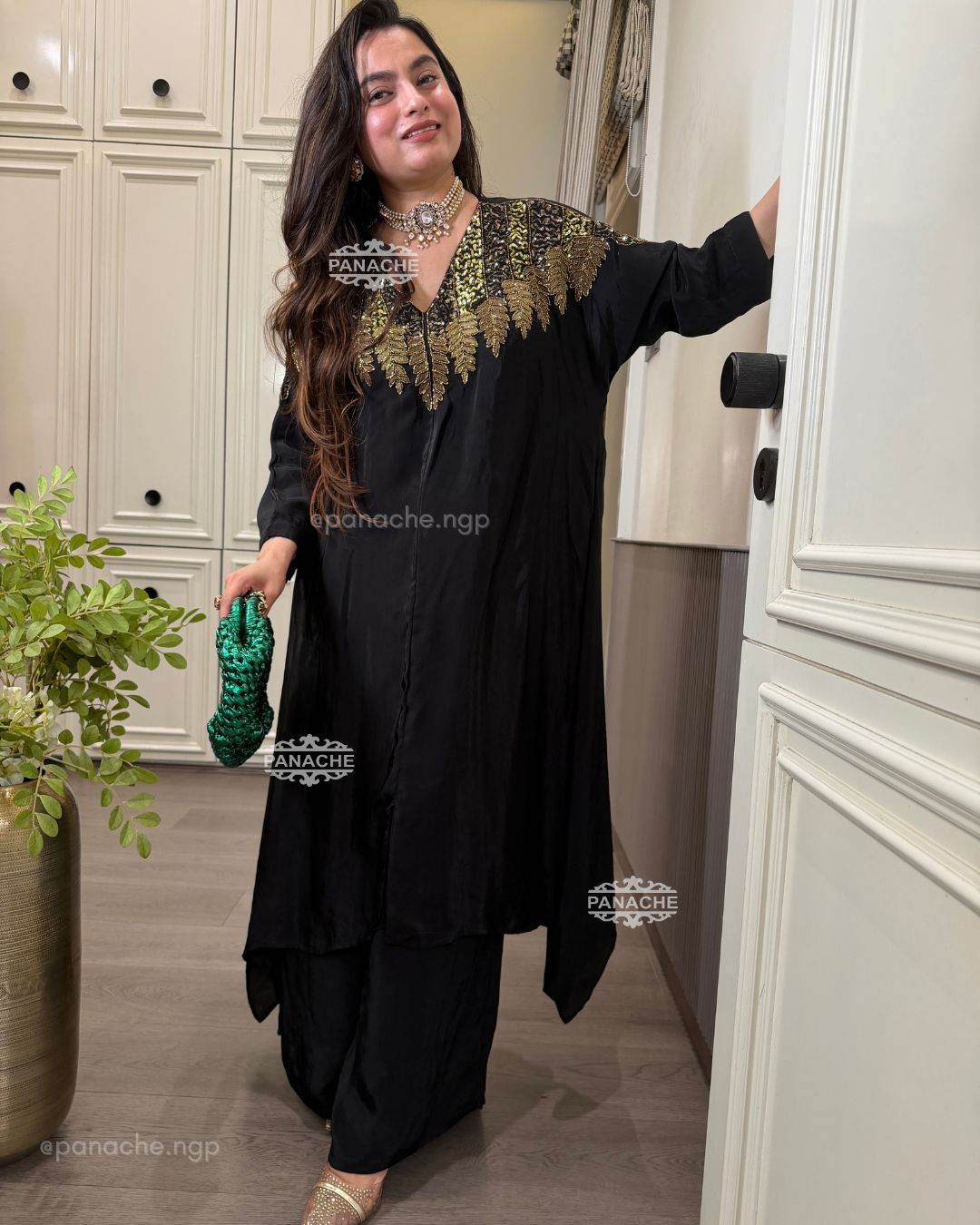 Ziya noir kaftan set