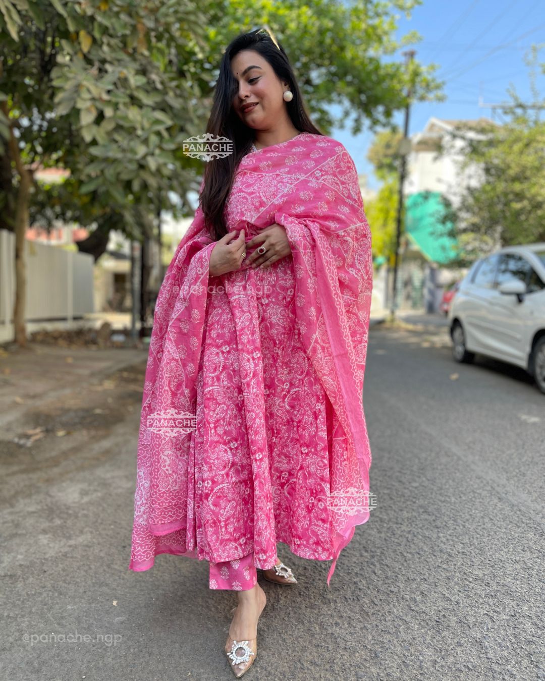 Pink budget Anarkali set