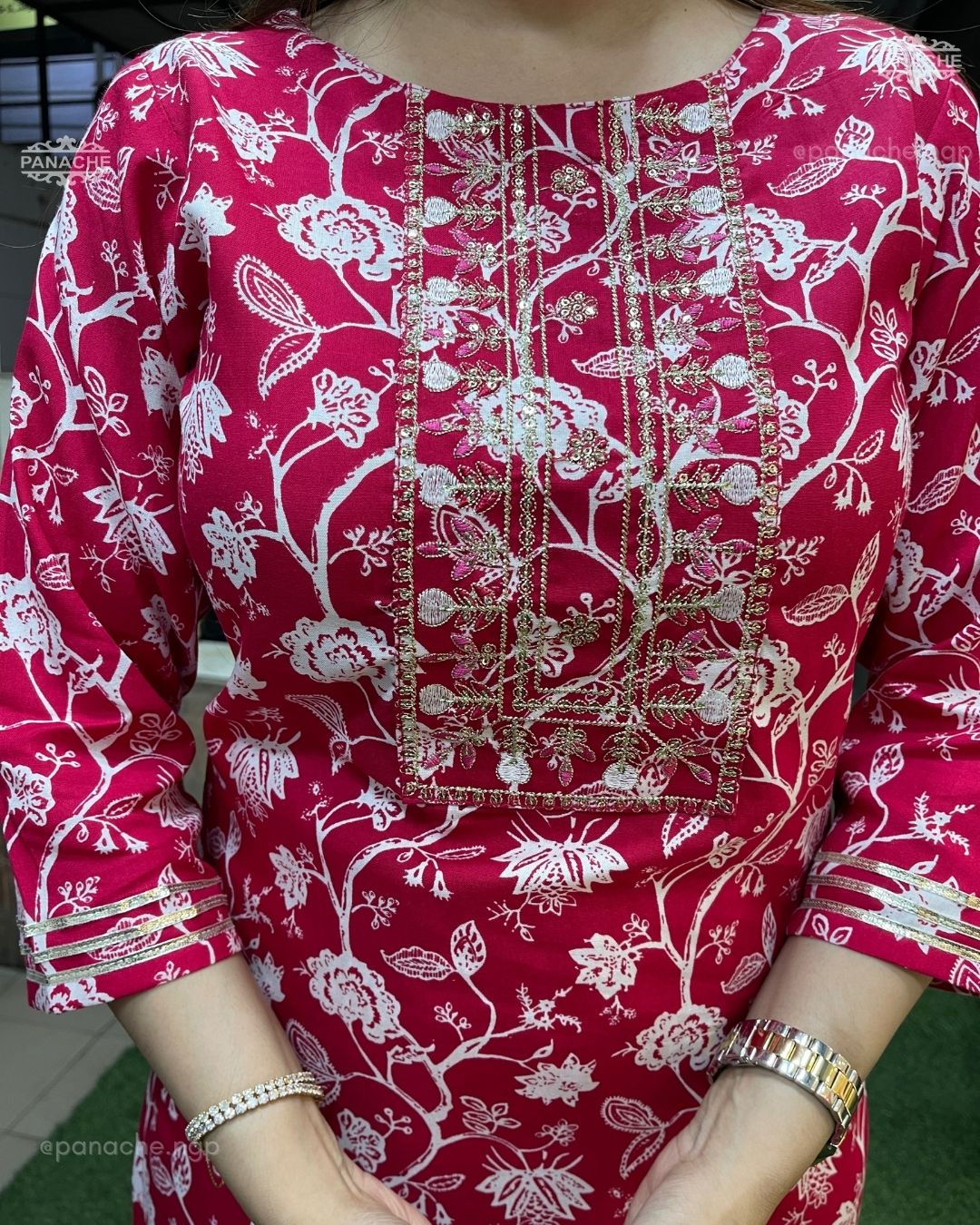 Print on print kurta pant dupatta set