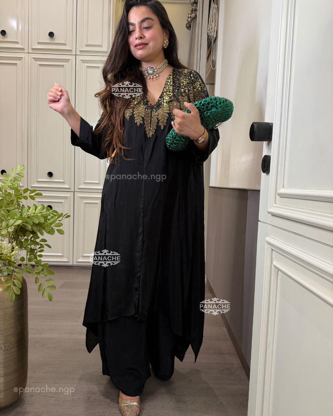 Ziya noir kaftan set