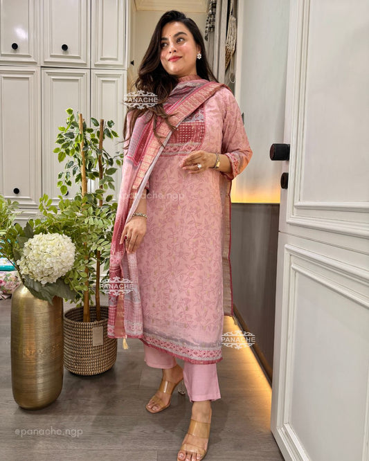 Semi formal pink suit set