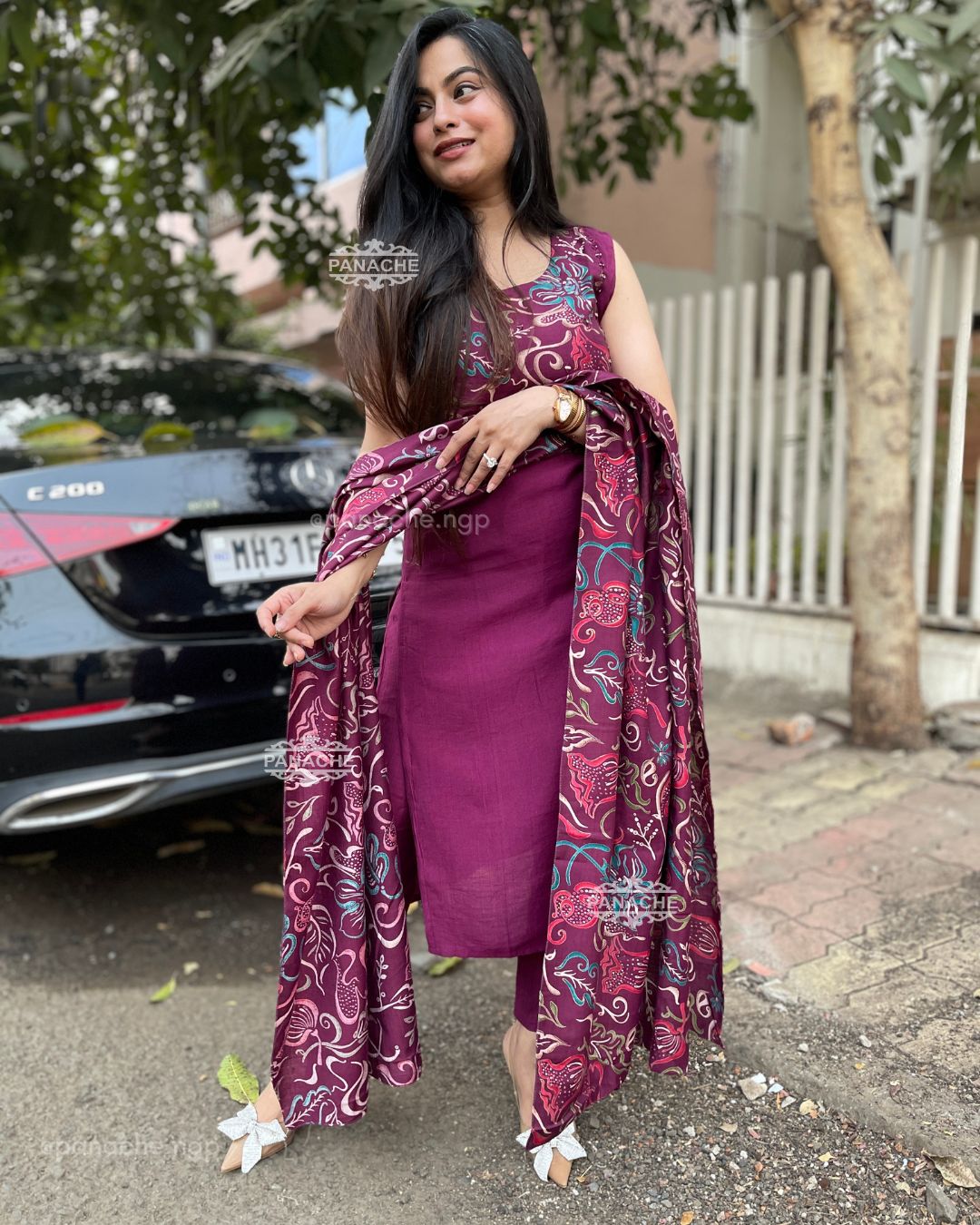 Mauve dupatta set