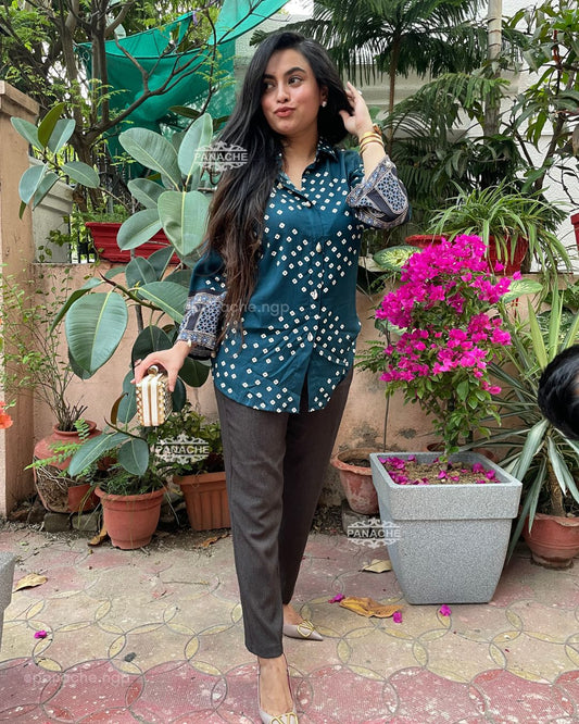 Ikkat Bandhani shirt