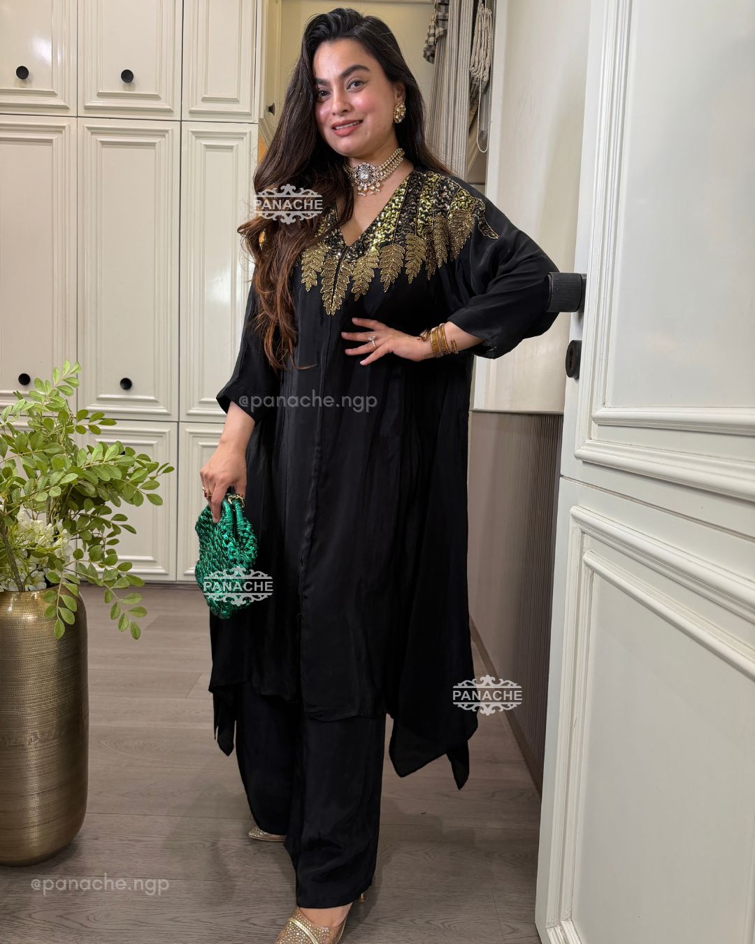 Ziya noir kaftan set