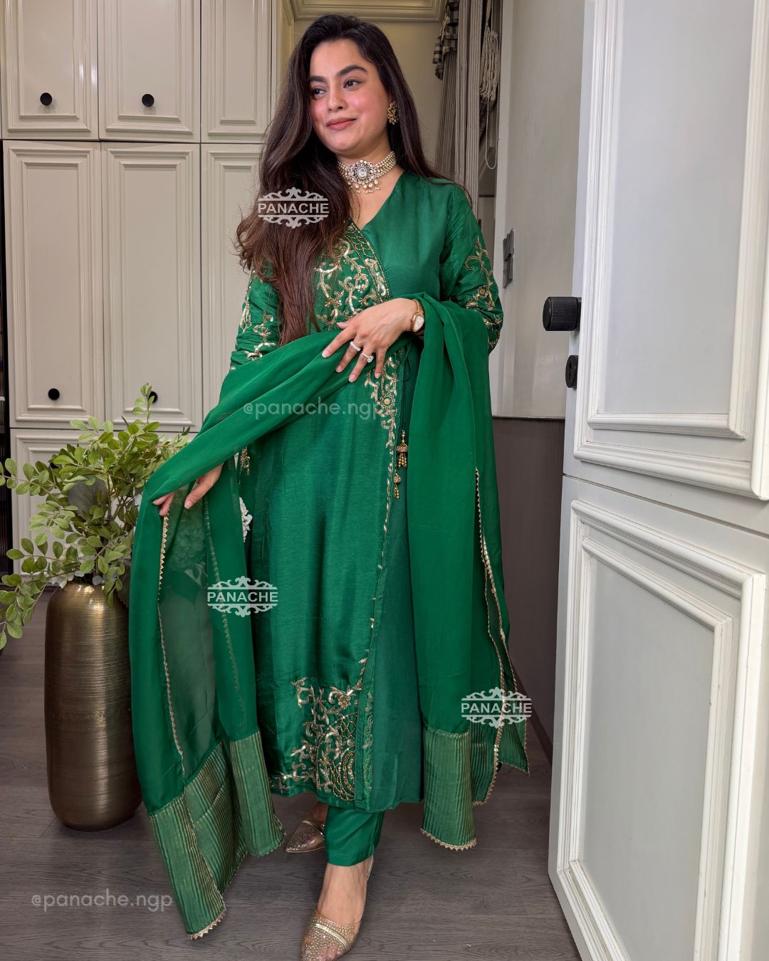 Emerald angrakha suit set