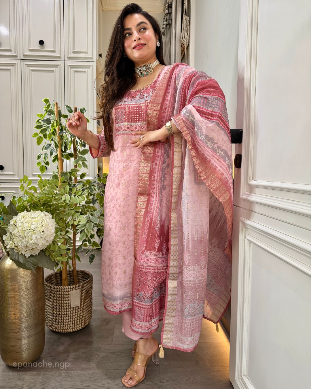 Semi formal pink suit set