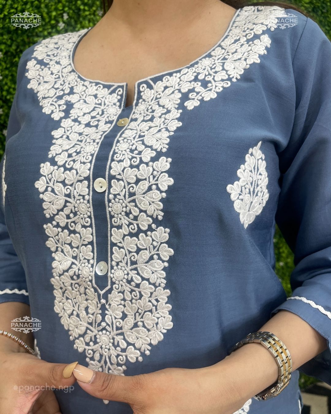 New shade of blue in our classic Lucknowi