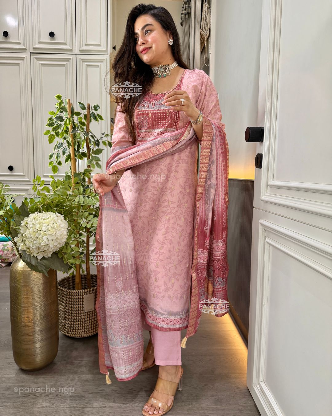 Semi formal pink suit set
