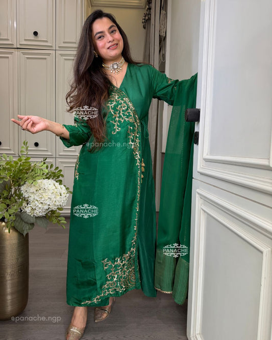 Emerald angrakha suit set