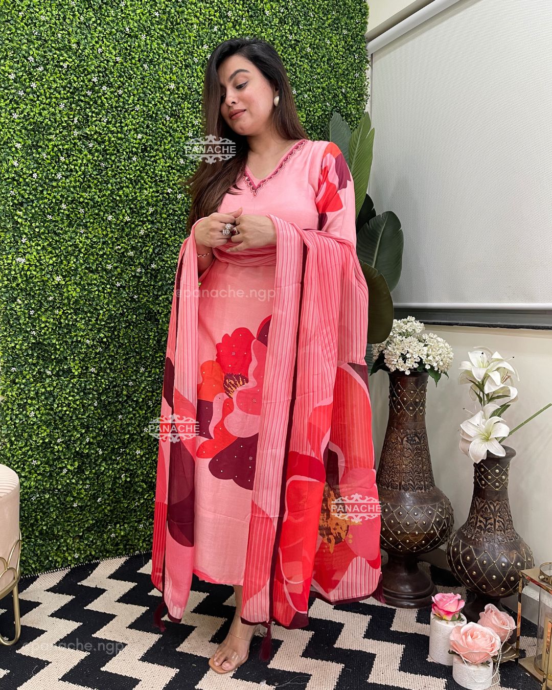 Linen floral Semiformal set