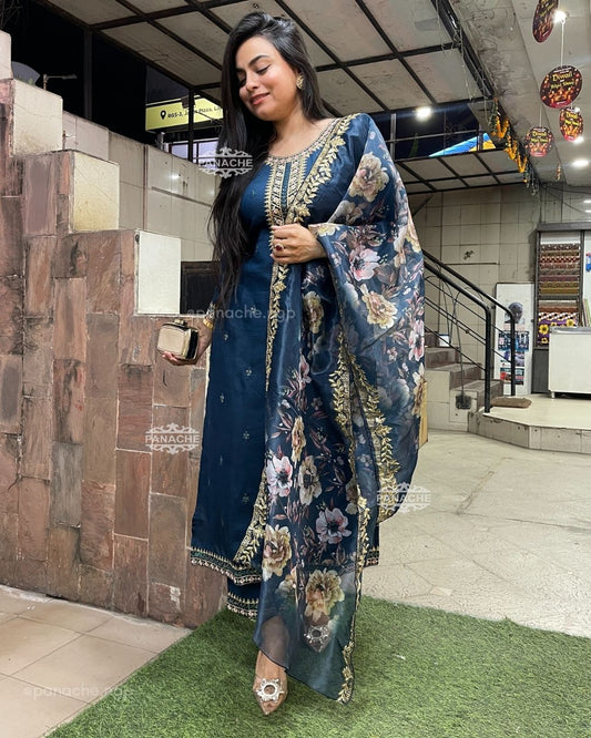 Budget silk sets with floral dupatta