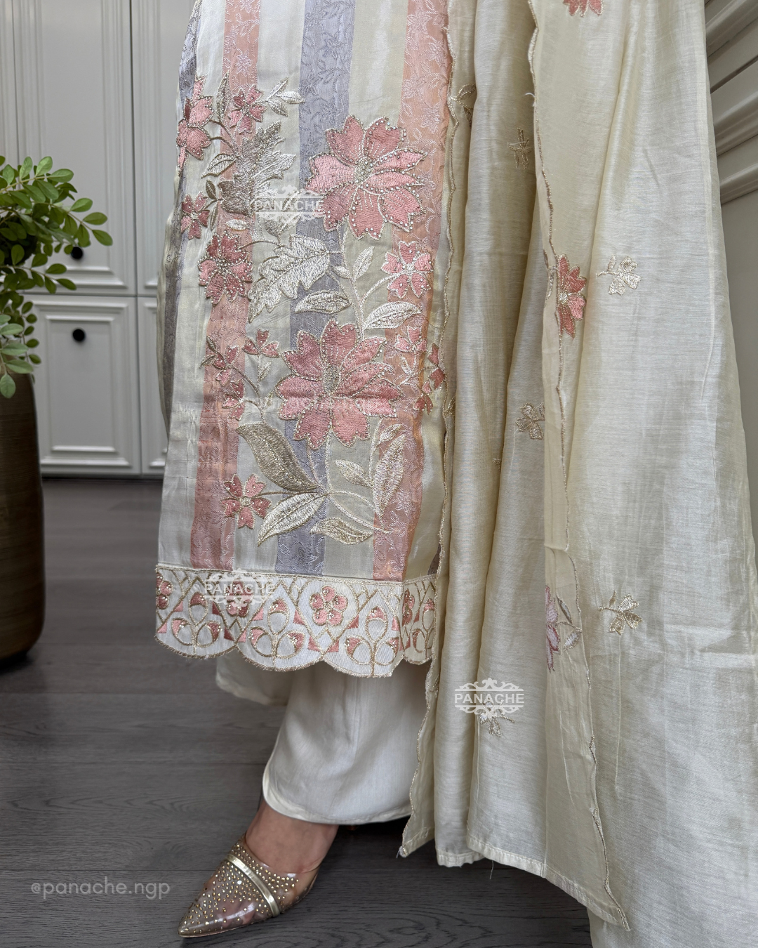 Rivaaya Ivory and pastel suit set