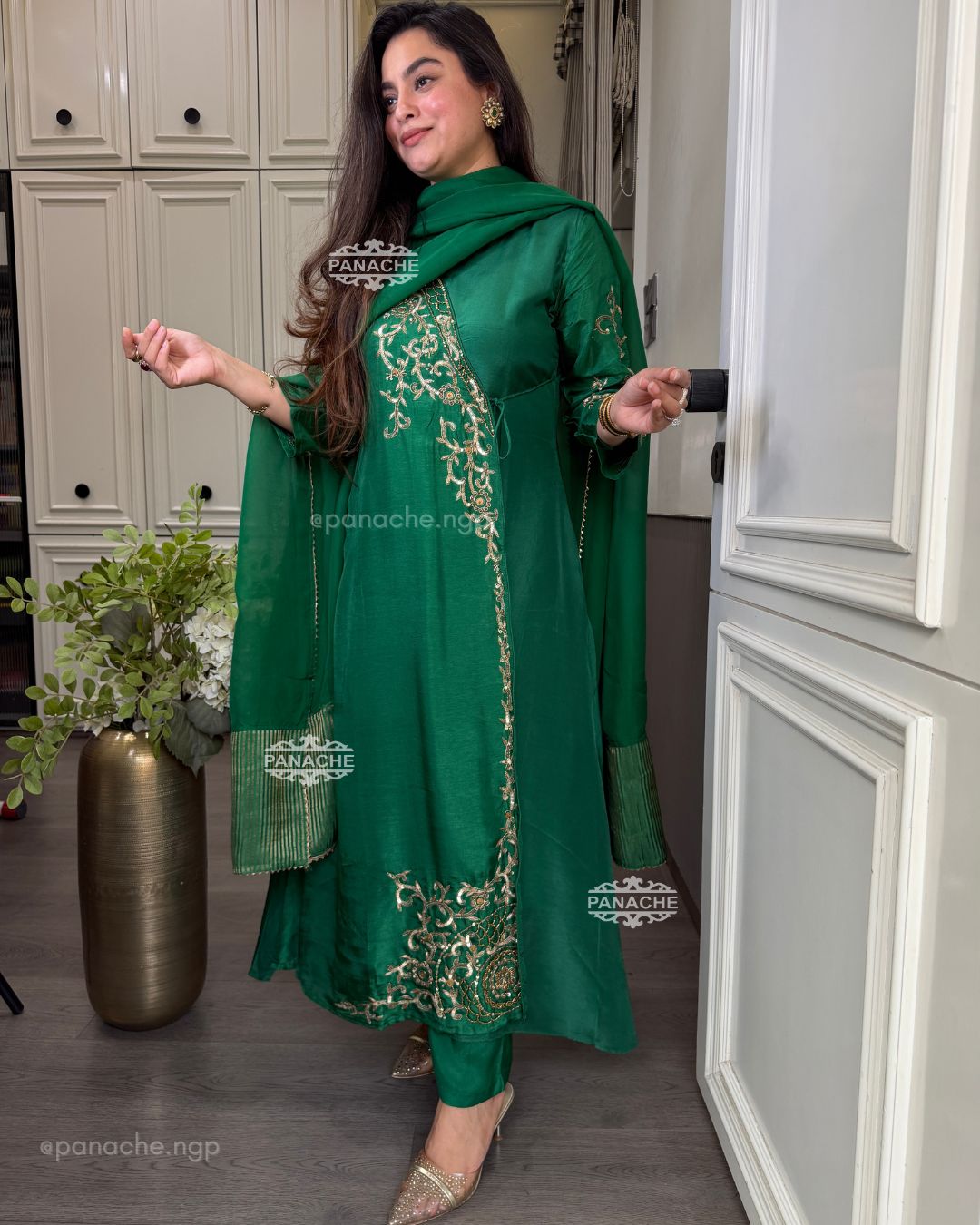 Emerald angrakha suit set