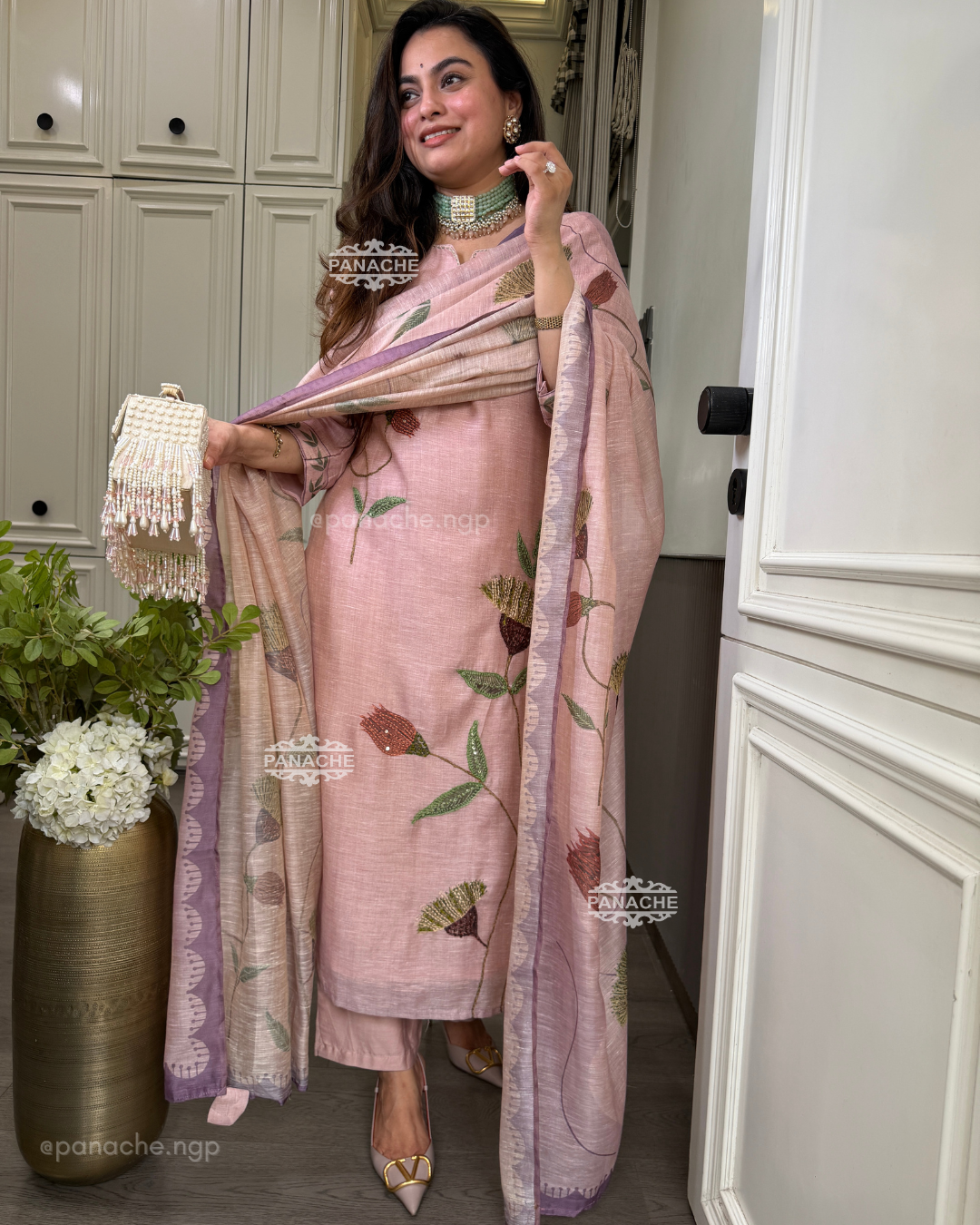 Rose pink katha set