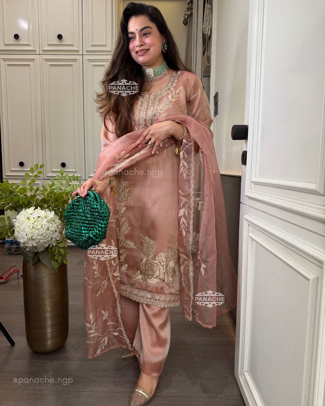 Gold tissue suit set