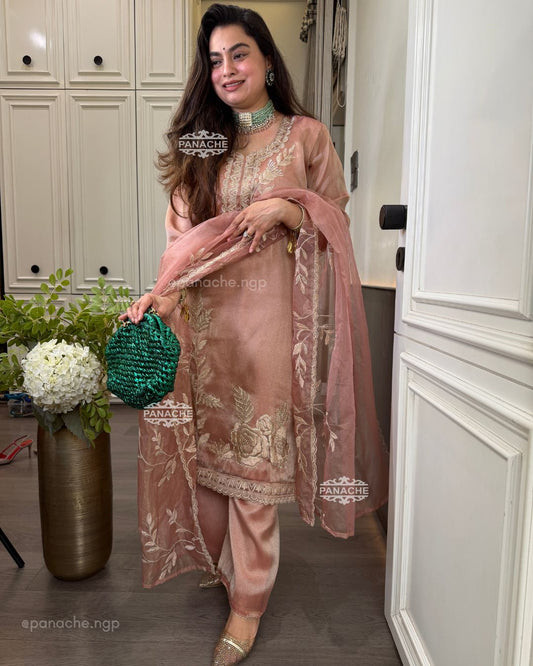 Gold tissue suit set