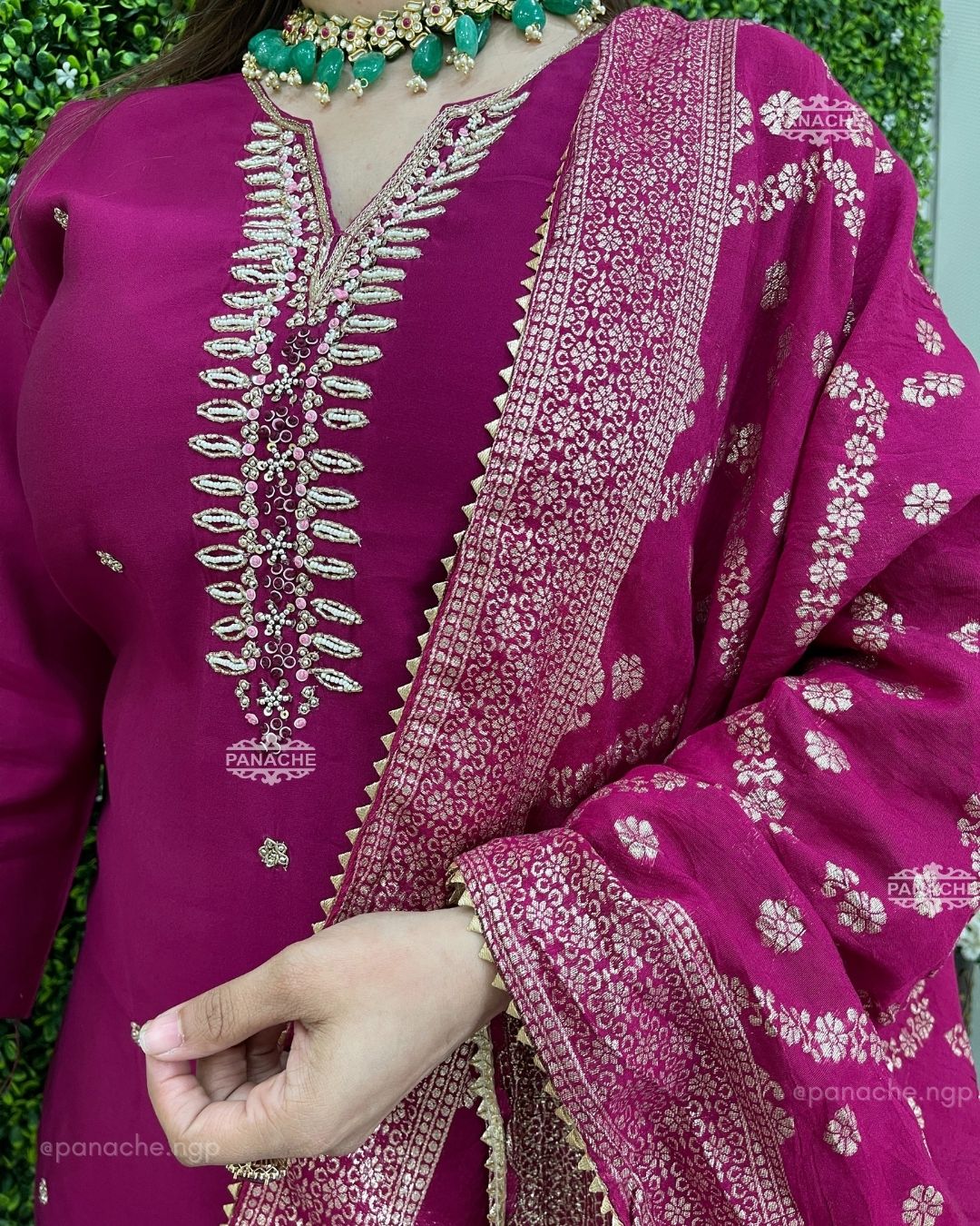 Budget banarsi in a deep maroon