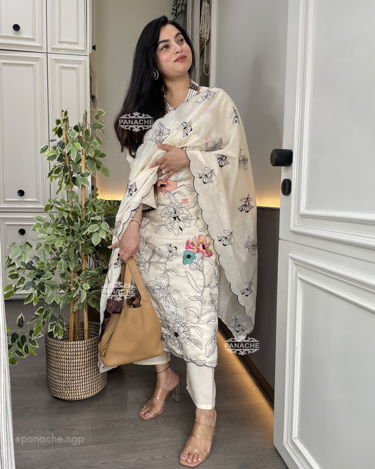 Ivory embroidered set