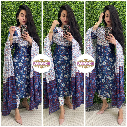 Daily wear cotton set with lovely contrasts