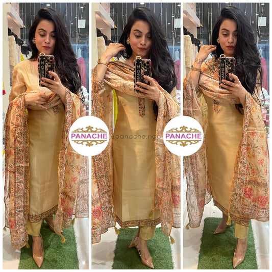 Ajrak Kurta Pant Dupatta Set