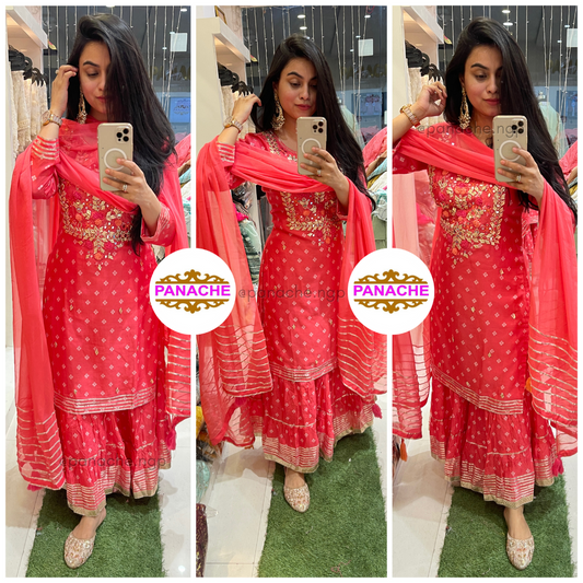 Bandhani Muslin kurta sharara