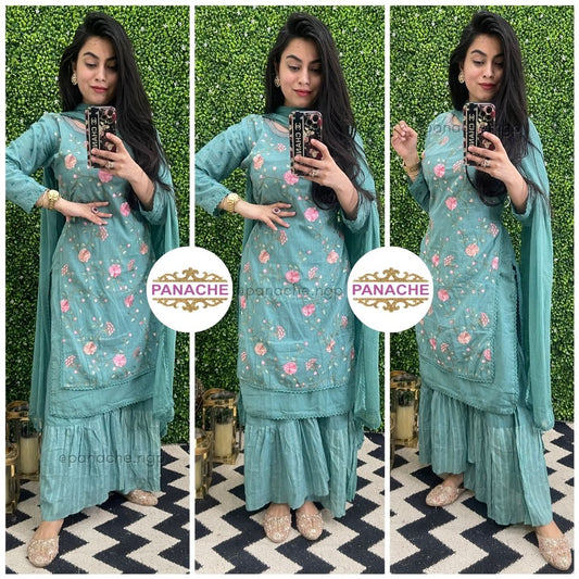 Aza embroidered Sharara sets