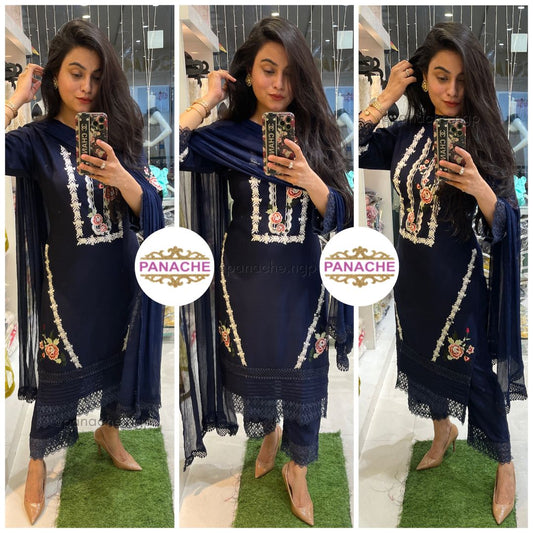 Elegant embroidered solid color suit sets