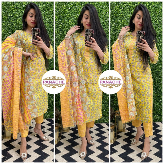 Sunshine Print on print budget set with dupatta!