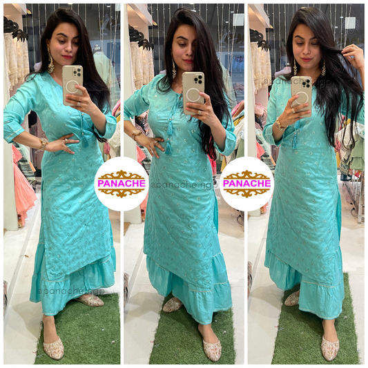 Cotton kurta sharara set