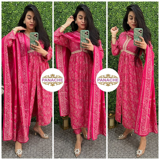 Print on print and stylish muslin silk set