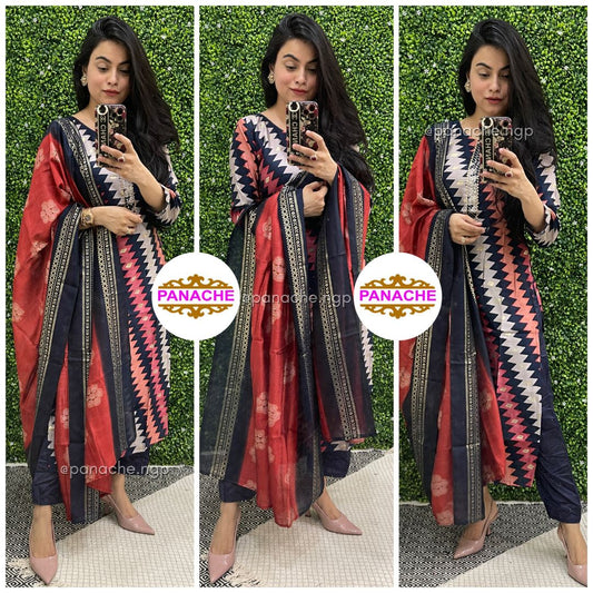 Zig-Zag Printed Kurta Set