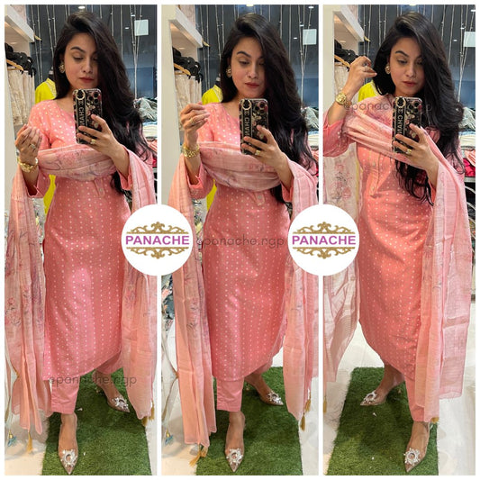 Cotton silk Banarasi silk suit set