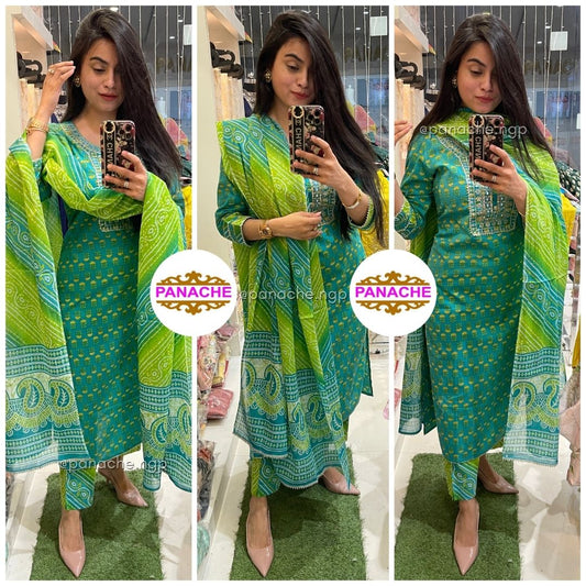 Cotton set in bandhani