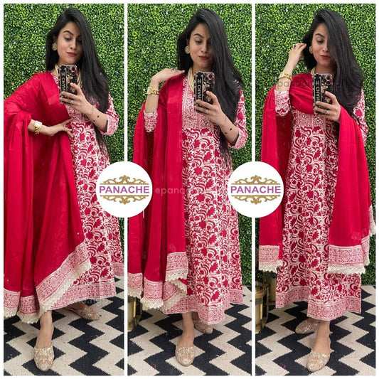 Red Anarkali! Kurta dupatta set