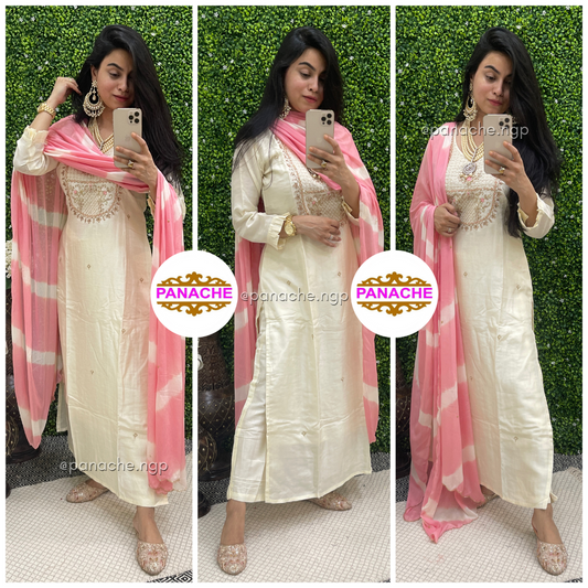 Pearl White Silk Set