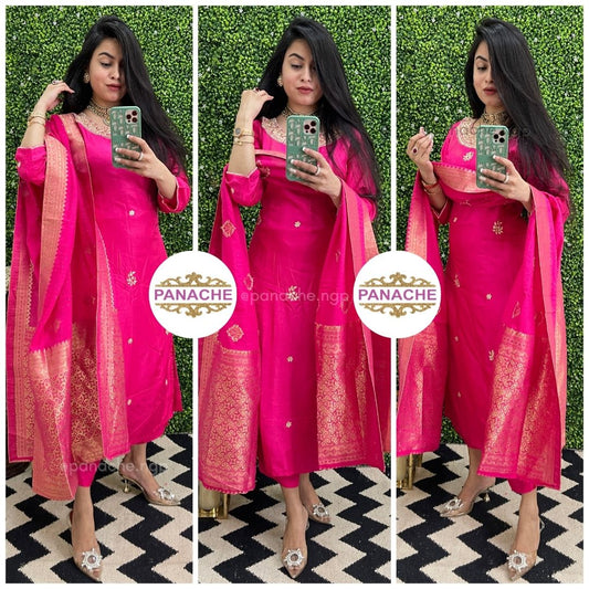 Hot Pink Banarsi Silk set