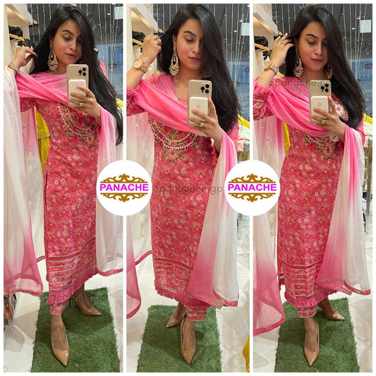 Pink Cotton Floral Set