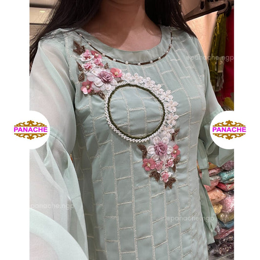 Georgette kurta with delicate embroidery
