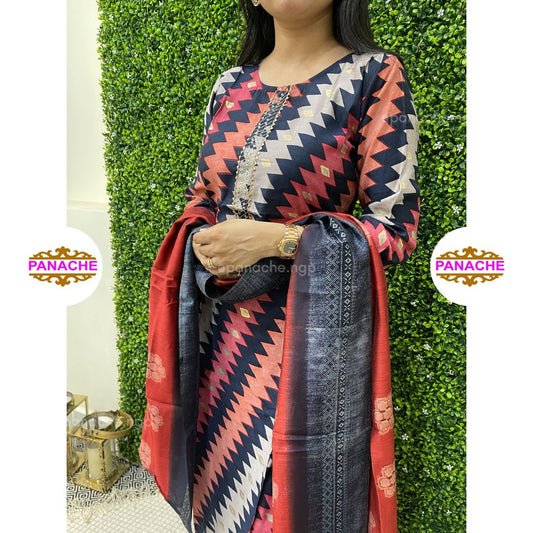 Zig-Zag Printed Kurta Set